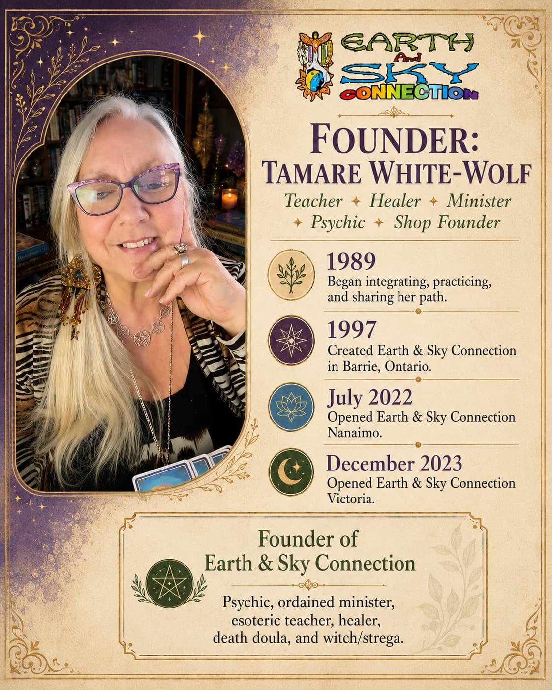 Founder Tamare White-Wolf profile card for Earth & Sky Connection