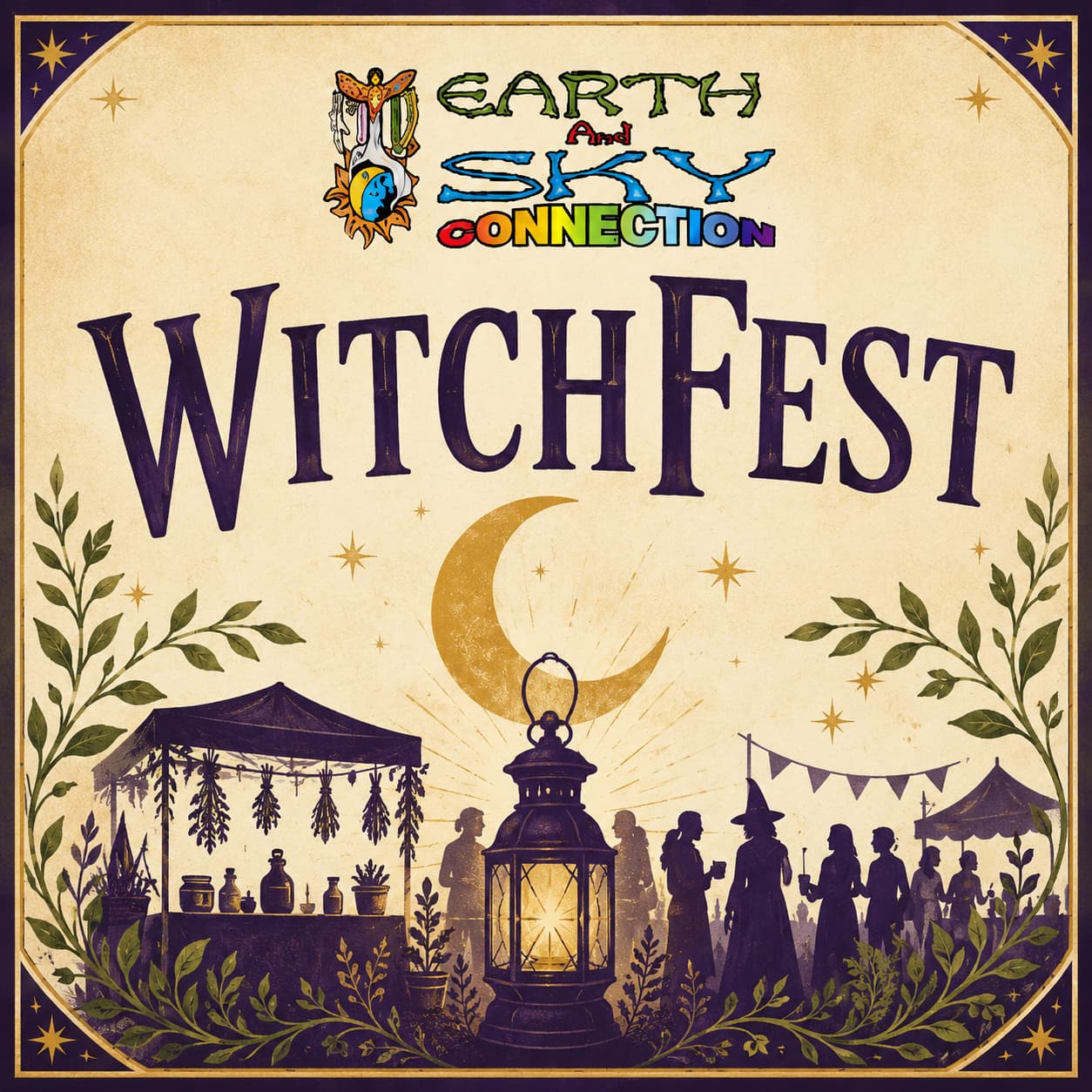 Earth & Sky Connection WitchFest illustrated community event path card